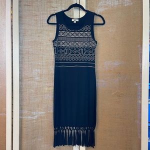 Black dress with embroidery and fringe 💗